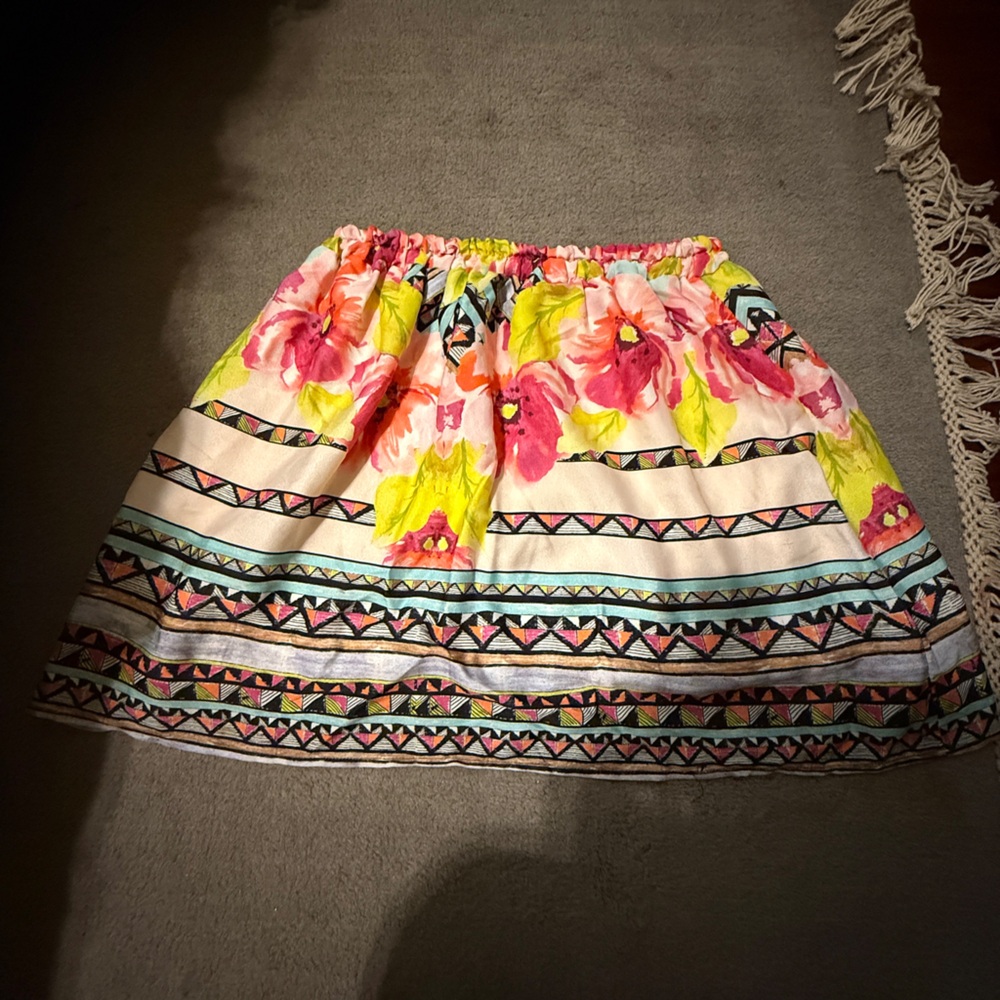 Everly Floral A Line Skirt Fully Lined Bright Print Skirt